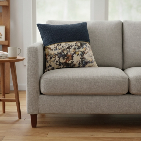 Coussin Bi-Matières Marine